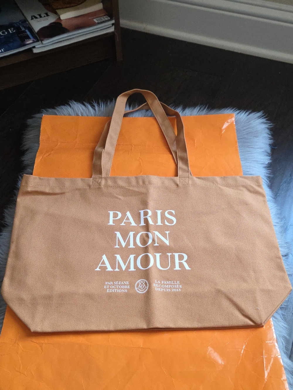 Nwot! Sezane Paris Mon Amour Canvas Tote Bag